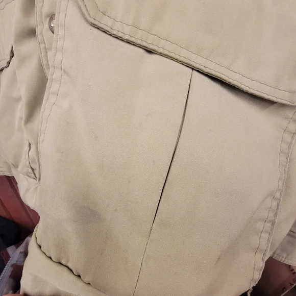 Lg Woolrich Men’s Khaki Insulated Field Barn Jacket Plaid Lined Corduroy Collar - Picture 6 of 9